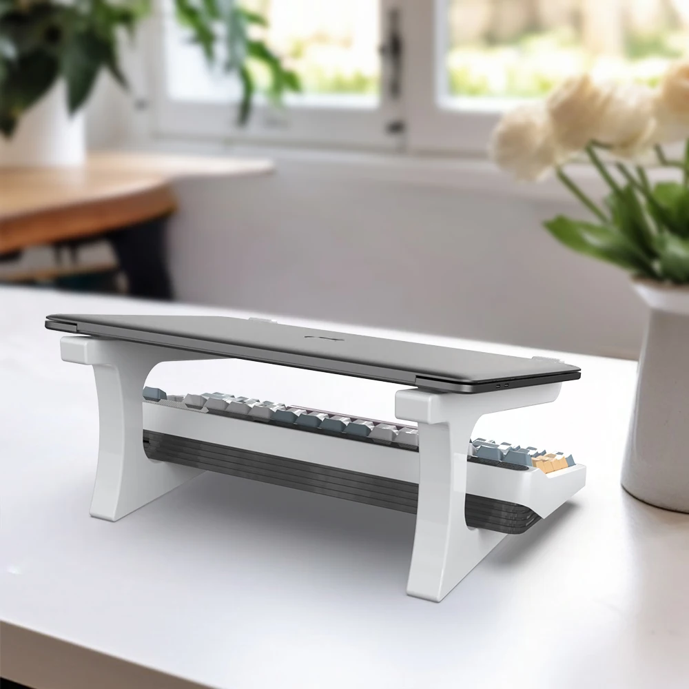 Supporto ergonomico per laptop con supporto per tastiera - supporto da scrivania portatile, adatto per MacBook, PC, tablet - robusto - immagine 3