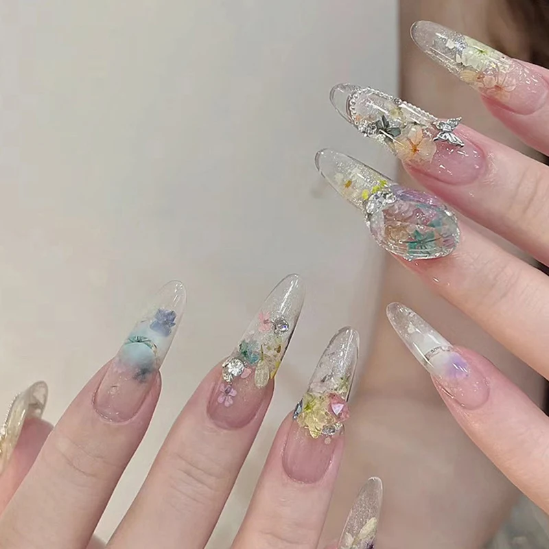5Pcs/box 3D Dried Flowers Nail Art Decorations Dry Floral Bloom Stickers DIY Manicure Charms Designs For Nails Accessories 3