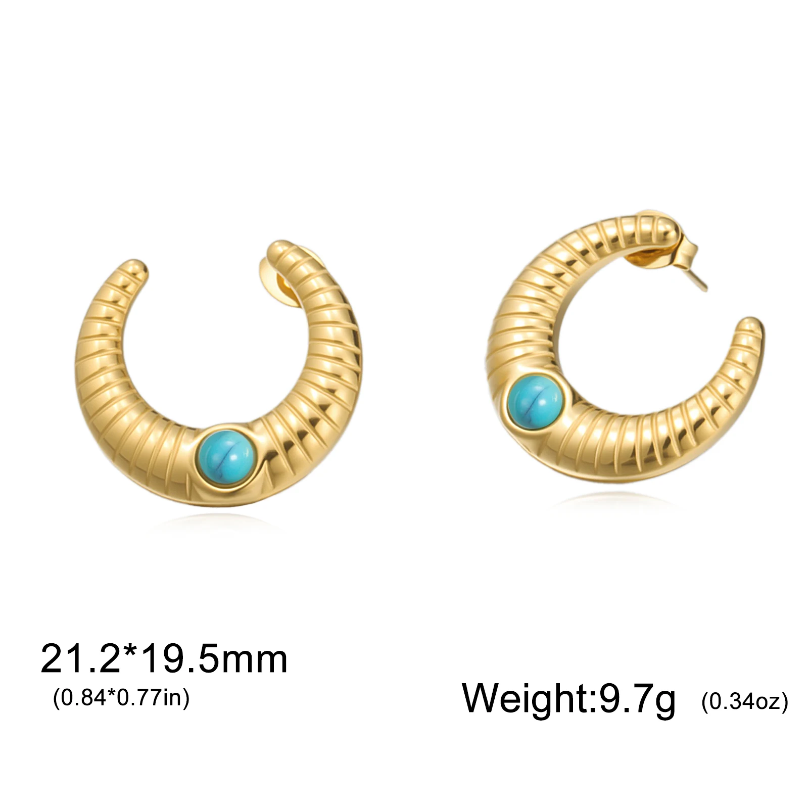 Skyrim Crescent Moon Turquoise Stone Stud Earrings for Women Girls Stainless Steel Earring 2025 Trendy Jewelry Birthday Gift - Image 3