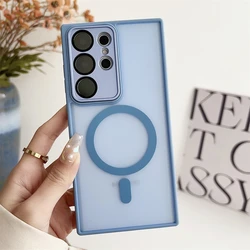 Magsafe Compatible Magnetic Matte Shockproof Phone Case - Transparent Cover - S22 (Sierra Blue)