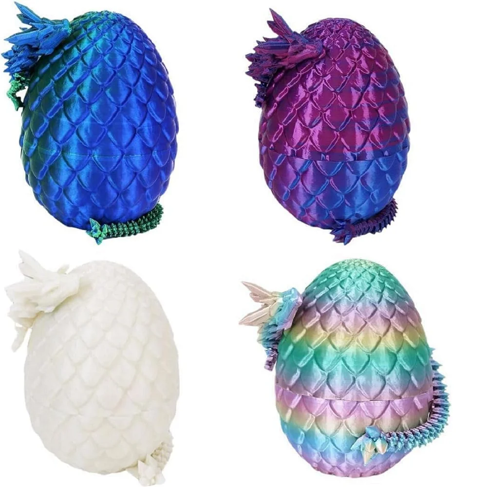 3d printed toy dragon ornament 4PCS 3D printed gem dragon egg rotatable articulated dragons toys desktop craft ornament gifts for kids office home table decor
