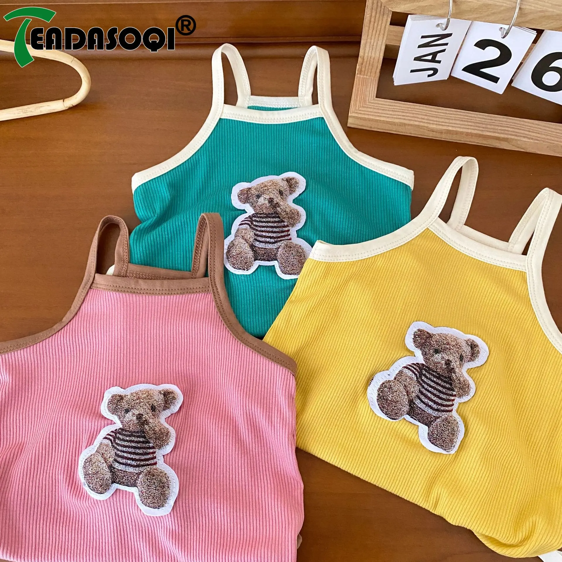 

2023 Summer One-Piece Outfit Newborn Infant Cotton Bodysuits with Bear Patch for Baby Girls Boys Adorable Toddler Clothes bebe