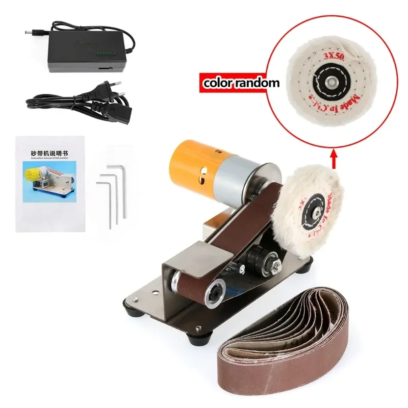 Belt Sander Mini Electric Belt Sander DIY Polishing Grinding Machine with 10 Belts Grinder Set Sharpener Cutter Knife Edges 220V/110V