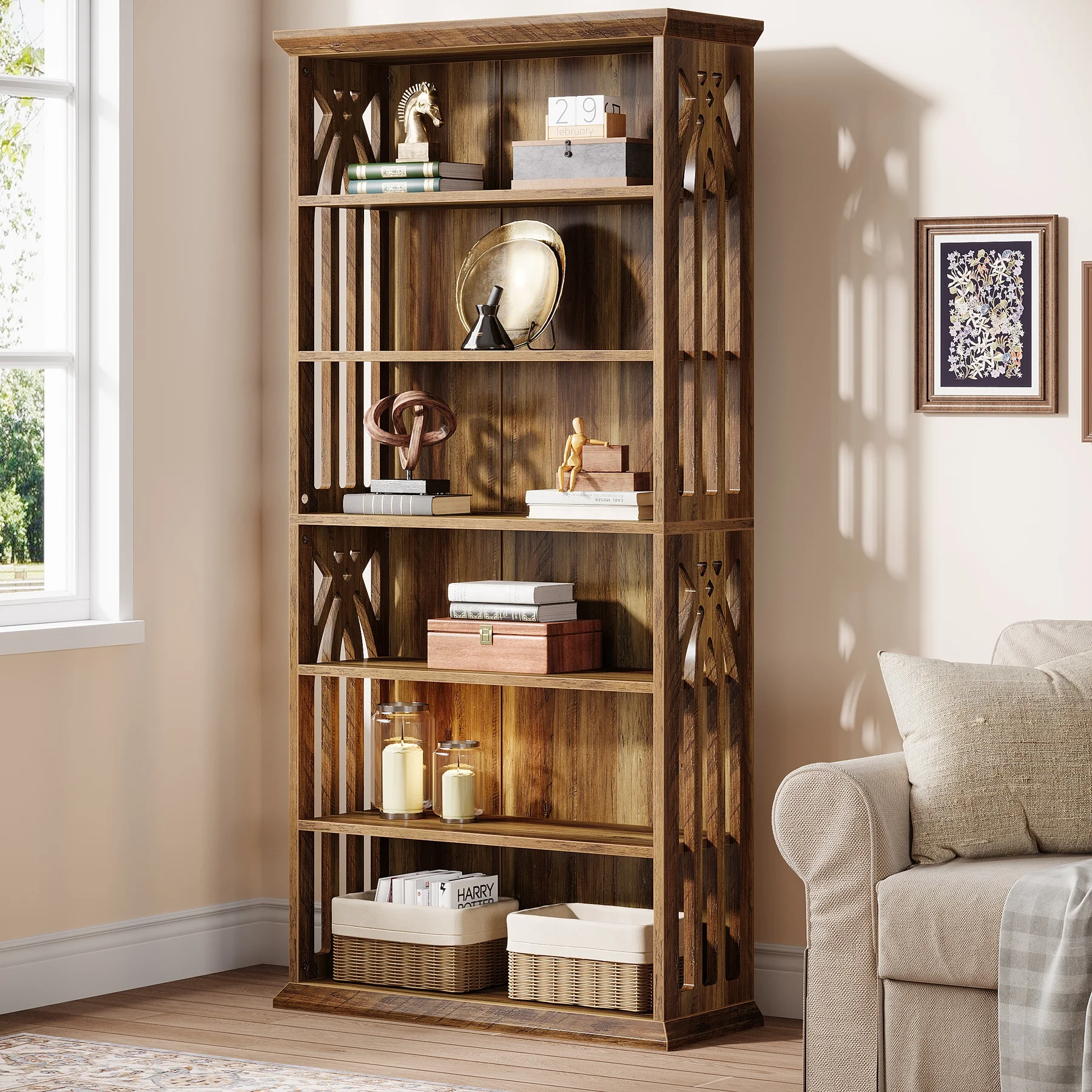 Tall Wood Bookshelf 1