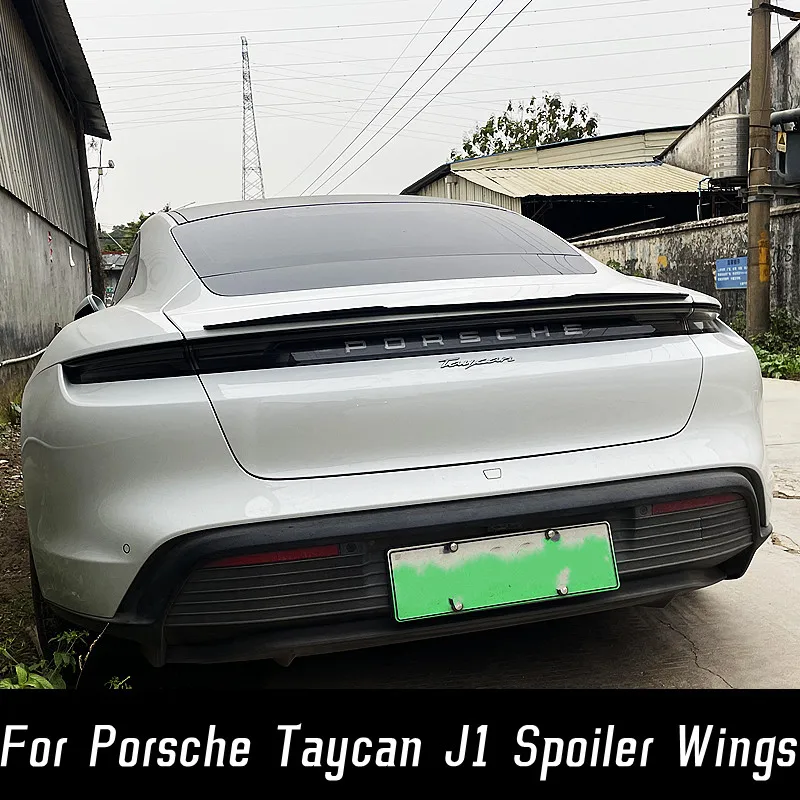 Per 2019 20 21 22 Porsche Taycan J1 Car Black Carbon Coperchio Del Bagagliaio Posteriore Lip Body Kit Spoiler Wings Tuning Accessori Esterni Parti
