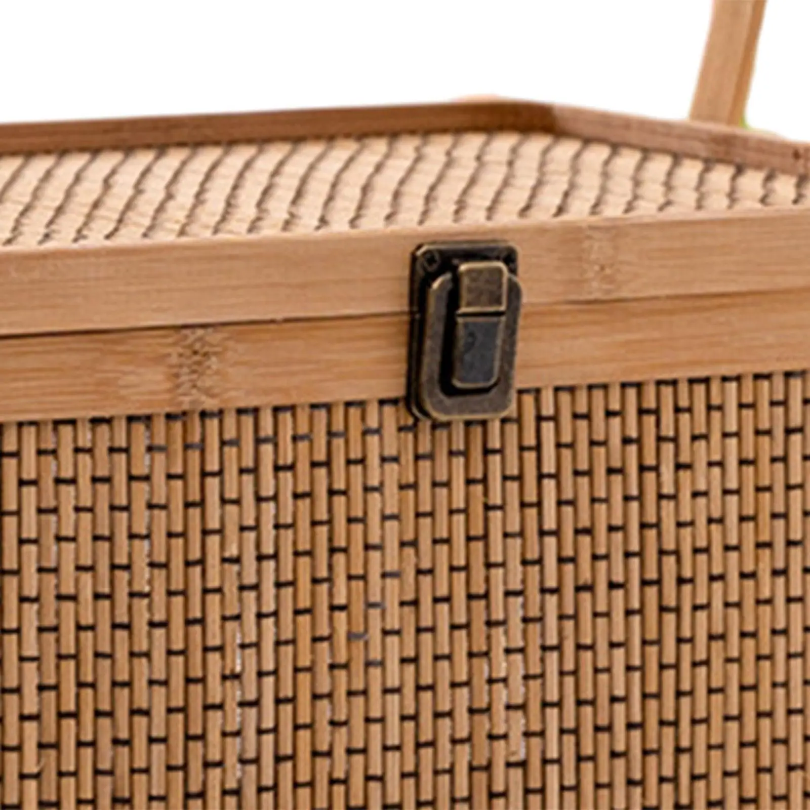 Handcrafted Bamboo Basket with Handle and Lid Durable Snack Fruit Storage for Picnic Camping and Home Use