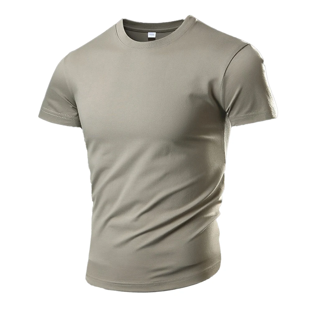 

Men T Shirt O Neck Top Solid Color Tee Casual Top Summer Pullover Streetwear