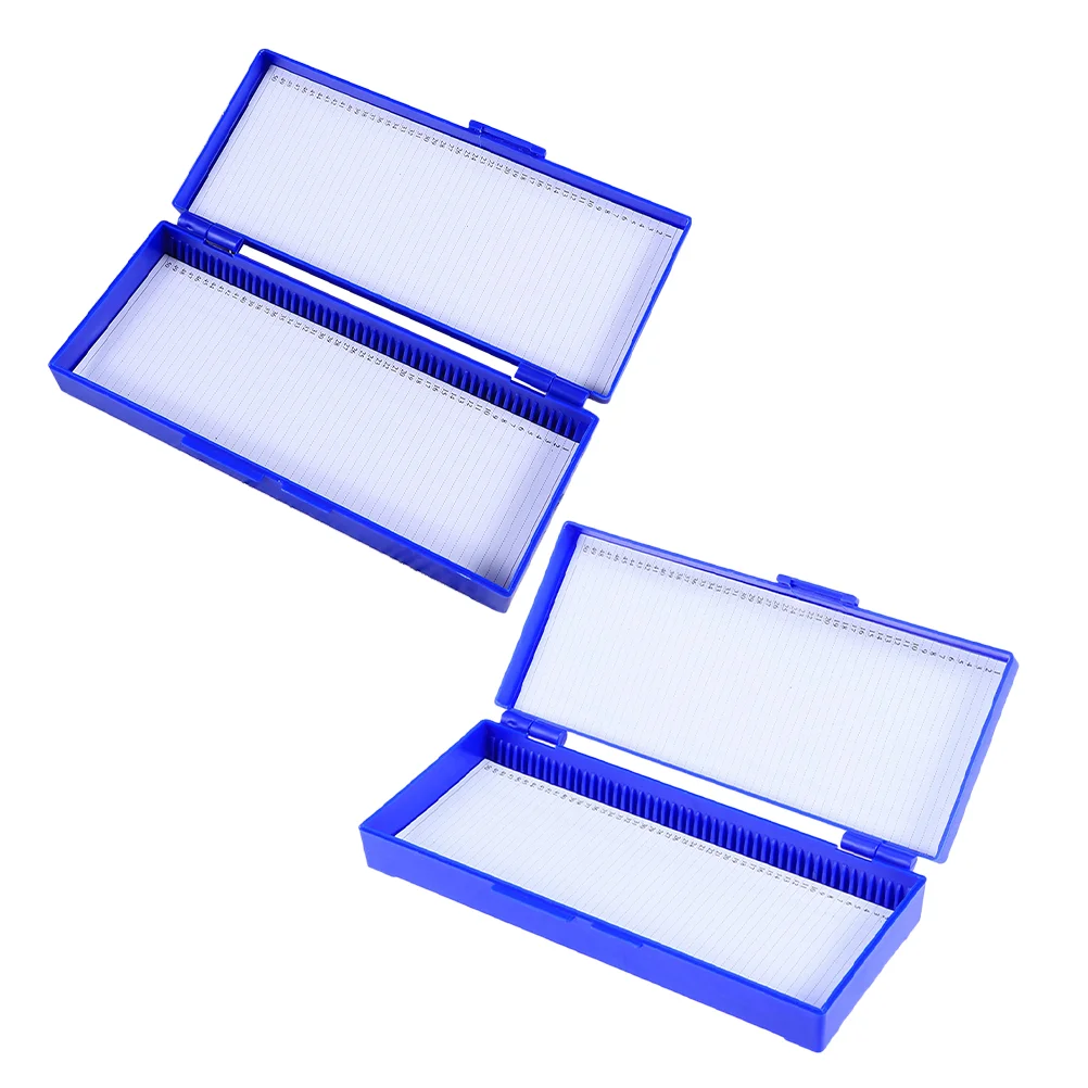 2 Pcs Slide Box Slides Microscope Container Laboratory Supply Abs Reusable Boxes