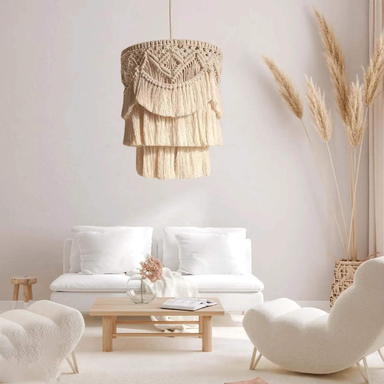 Macrame Lamp Shade Weaving Portable Nordic Design Fixture Chandelier Shade for Dorm Office Dining Room Hotel Restaurant