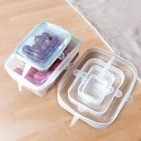 

6 Pcs/Set Food Silicone Cover Cap Universal Silicone Lids for Cookware Bowl Reusable Stretch Lids Kitchen Accessories Cookware