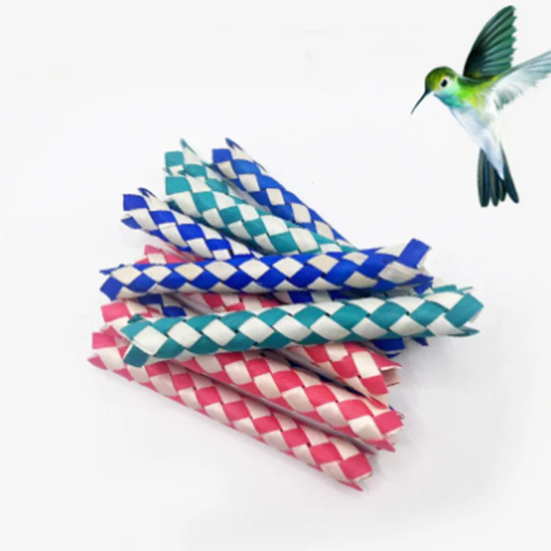 Parrot Bite Soothing Toy Handmade Wooden Finger Cover Colorful Woven Tube Toy Accessories Birdcage Accessories 3