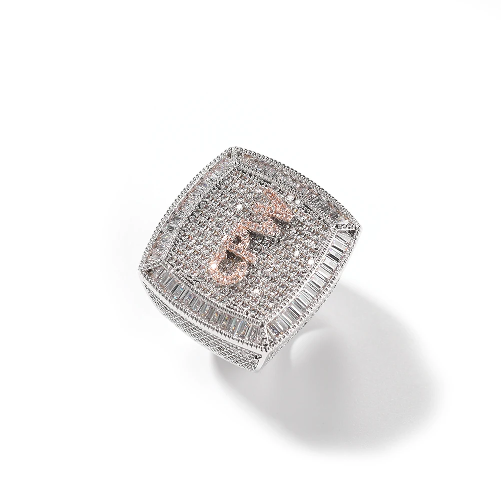 TBTK Custom Mini Initial Letters Ring Full Iced Out Cubic Zirconia Personalized Name Party Rings Hiphop Jewelry For Men