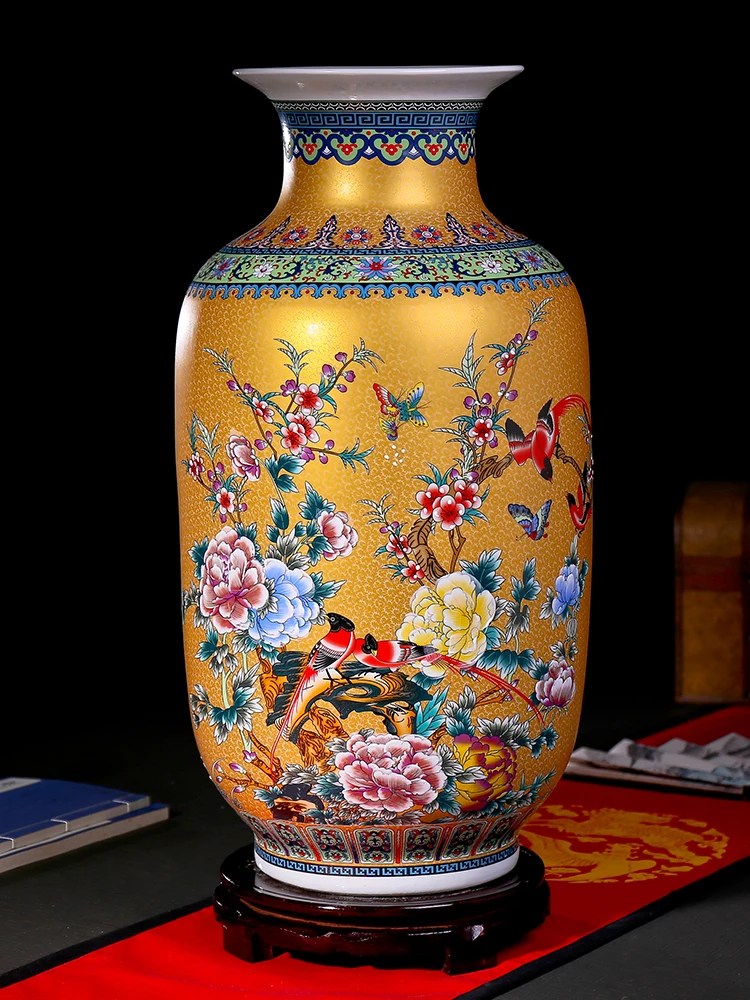 

Ceramic Floor Large Vase Flower Arrangement Chinese Living Room Decorations TV Cabinet Antique Shelf Wine Cabinet Decoration