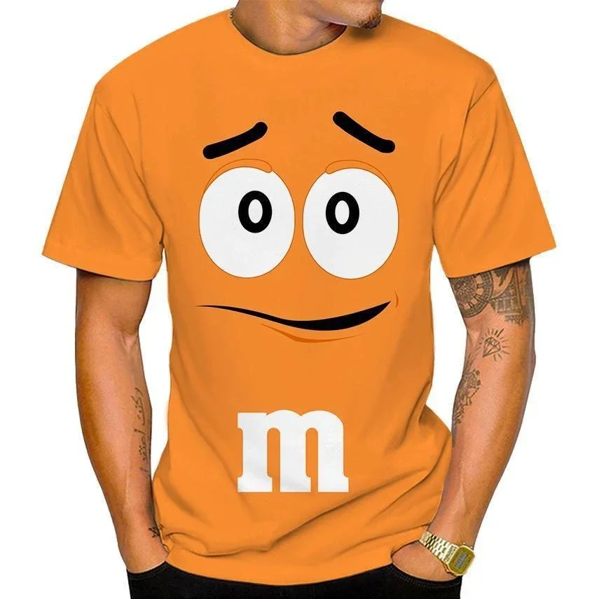 2024 Funny M&M's Chocolate Bean Cartoon 3D Printed T-shirt Unisex Casual Short Sleeve T-shirt Fashion Personalization Tops 3