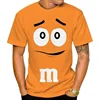 2024 Funny M&M's Chocolate Bean Cartoon 3D Printed T-shirt Unisex Casual Short Sleeve T-shirt Fashion Personalization Tops 3