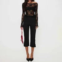 Nouvelles femmes basique couverture en dentelle décontracté transparent ajusté à manches longues chemise Blouses pour Club Streetwear vêtements esthétiques 5