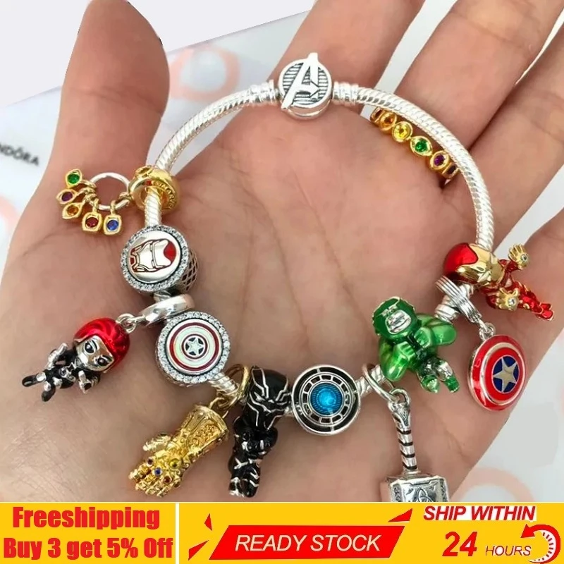 1:1 Plata de Ley 925 de alta calidad Marvel Seriers Charm Beads Fit Original pulsera mujeres DIY pulseras joyería regalos| | AliExpress