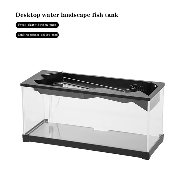 Betta Fish Tank Aquarium Fish Tank Kit With Transparent Cover LED Light Ecological Cycle System Heating Desktop Micro Fishbowl 3