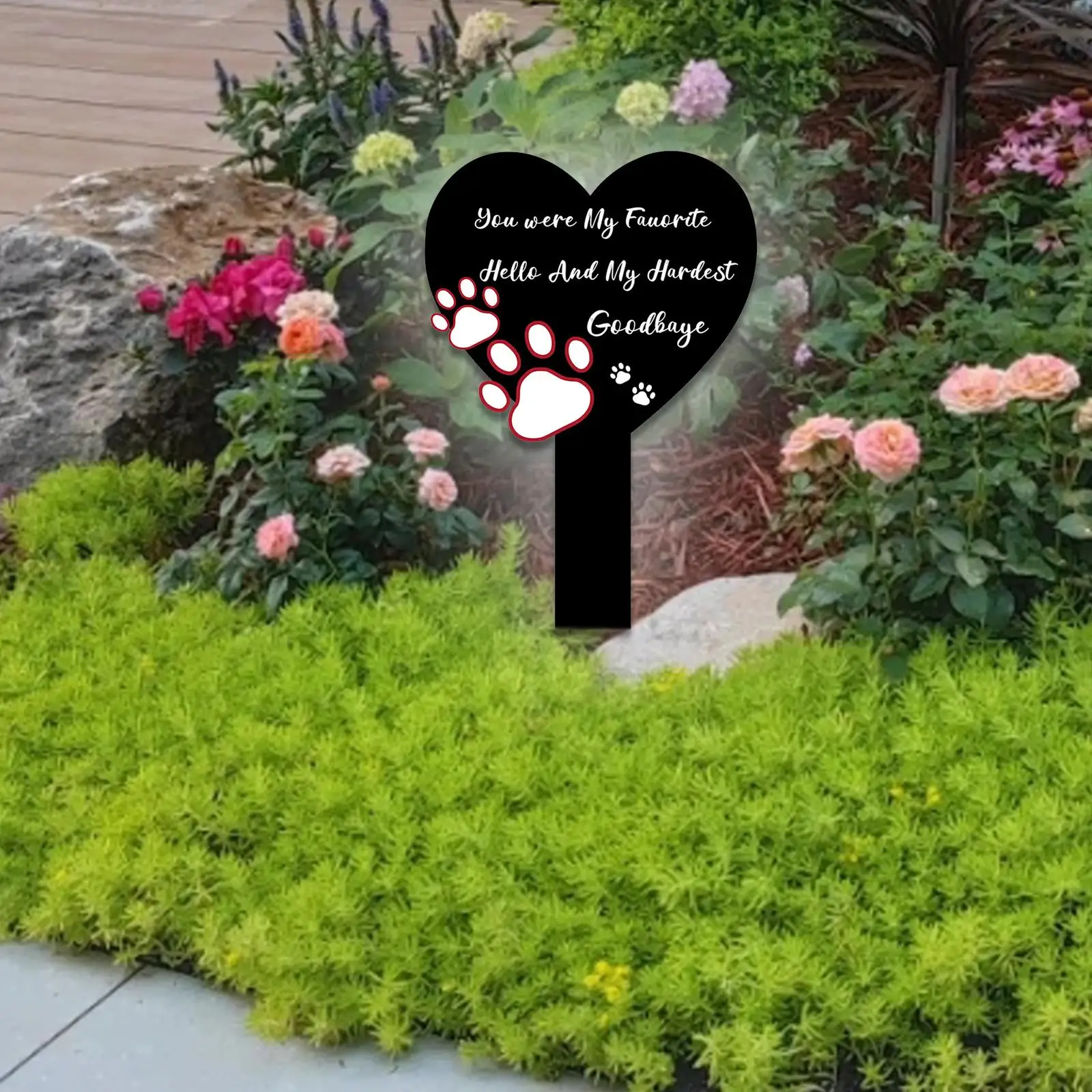 Heart Shaped Grave Marker Waterproof Memorial Grave Stake Cemetery Memorial Stake for Anniversary Theme Party Lawn Yard Outdoors