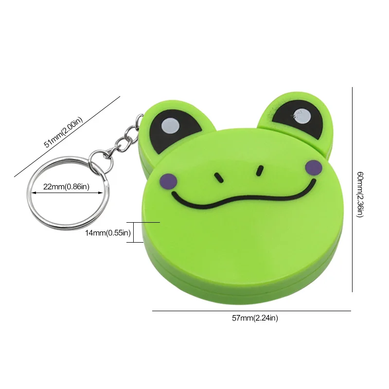 Cartoon Tape Measure 0-150cm 0-60 Inch Mini Portable Cute Animal Shape Key Ring Automatic Tape Measure Panda Frog Piggy Tiger images - 6