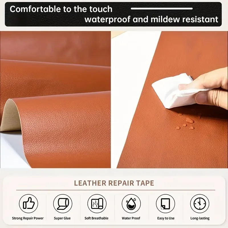 Leather Repair Patches Self-adhesive PVC Leather Fabric Stickers For Car Interior Sofa Home Refurbishment