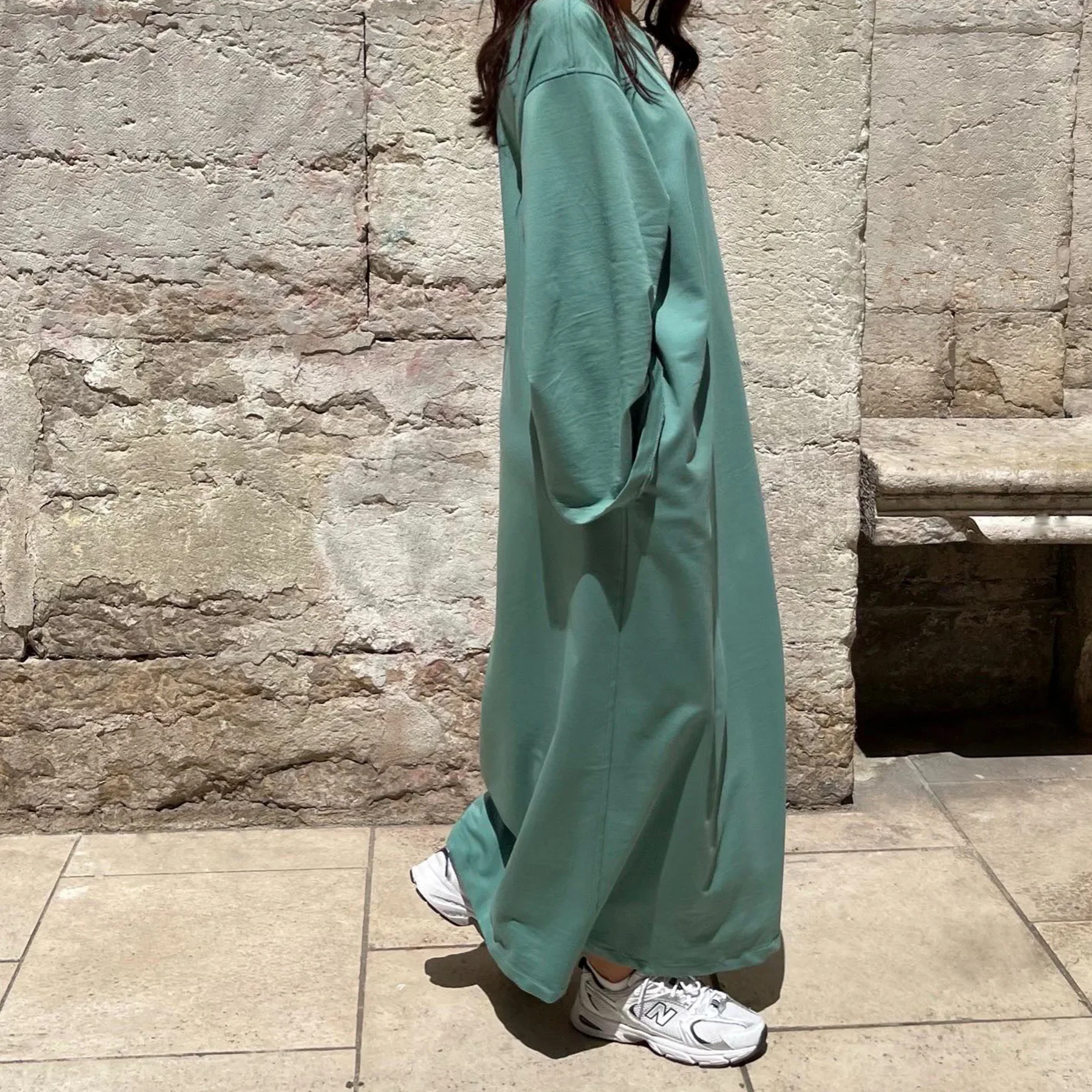 Sweatshirt Abaya Muslim Long Dress Plain Casual Abayas for Women Dubai Traditional Wear Turkey Islamic Clothes Kaftan Hijab Robe