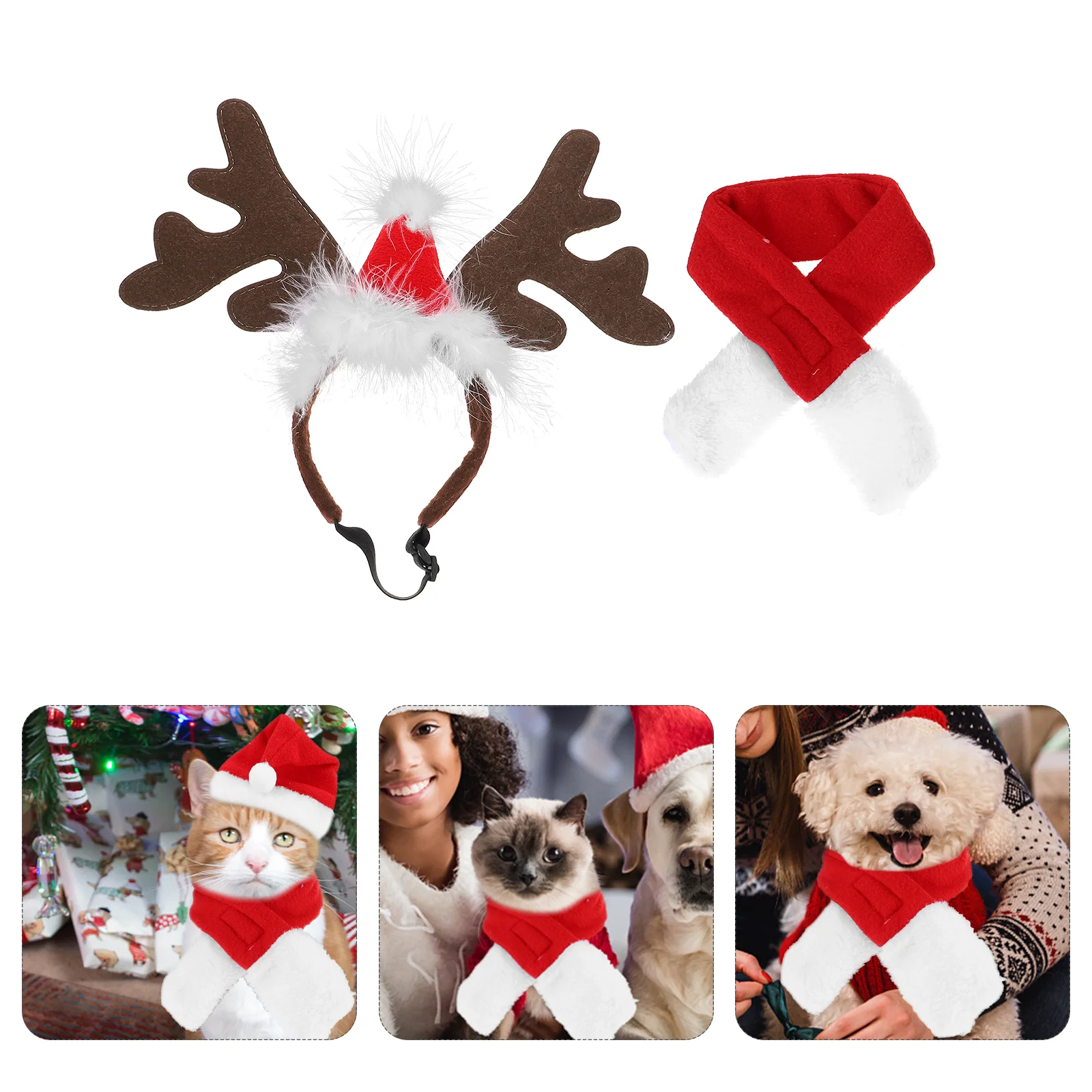 

Dog Christmas Costumes Pet Hat Kit Puppy Accessories Small Dogs Winter Dress Scarf