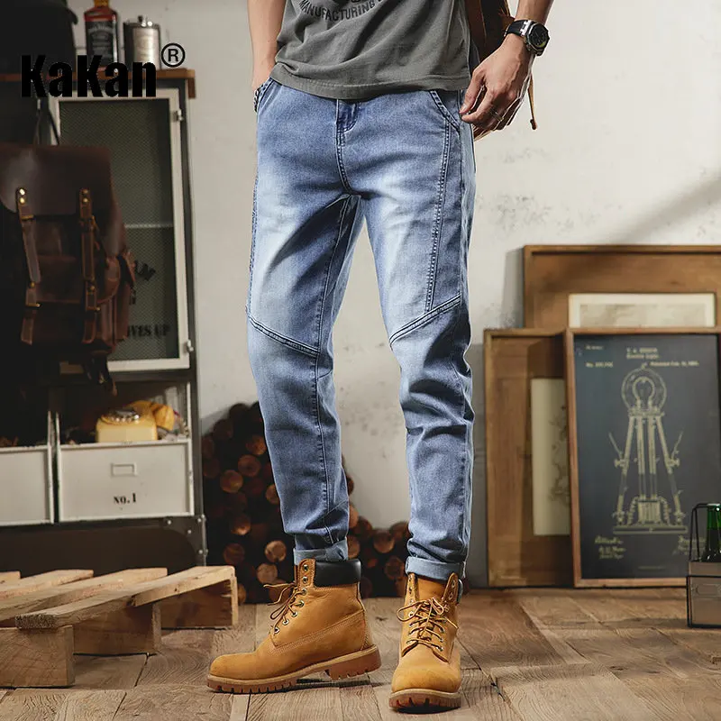 Kakan - European and American Spring/Summer New Vintage Jeans Men's Wear, Loose Elastic Harlan Small Leg Long Jeans K020-S6181