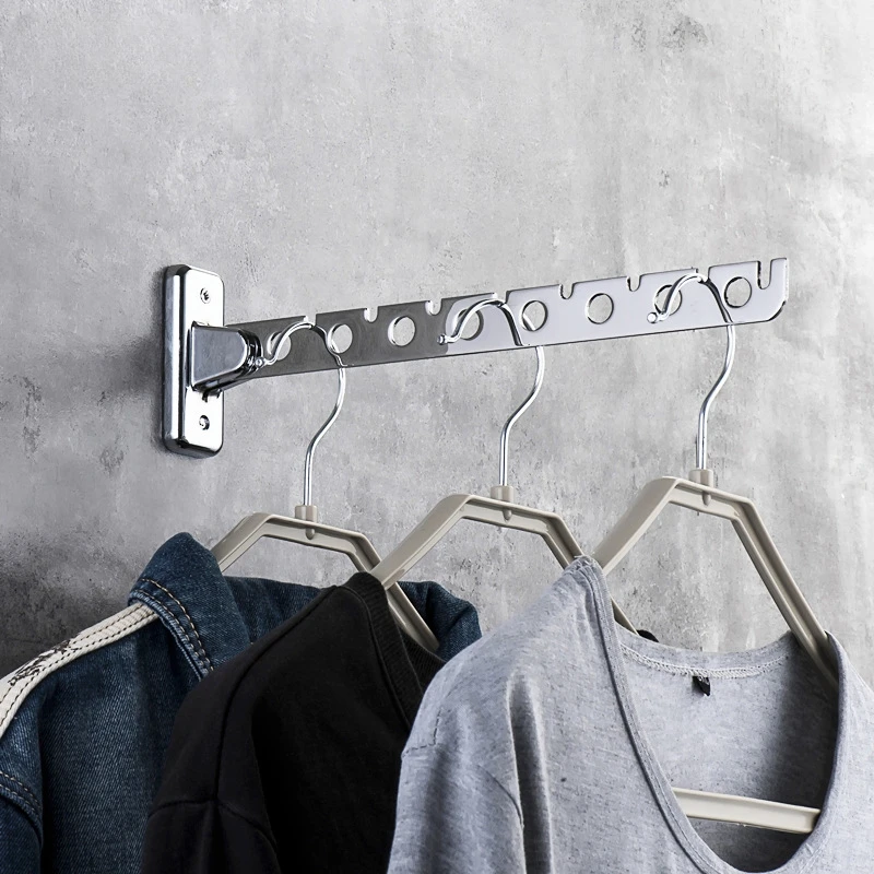 6/8/10 Holes Stainless Steel Clothes Rack Hook Foldable Clothes Hanging Rod Multi-Purpose Clothes Drying Rack for Closet Storage 2