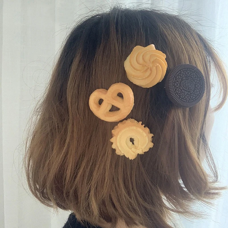 Novelty Hair Decorate Barrettes Funny Hair Clips Cute Creative Simulation Cookies Hairpins Women Girls Fashion Hair Accessories_voghion.com