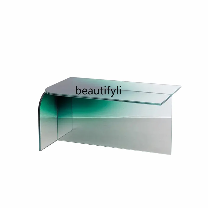 

Personalized Minority Gradient Green Transparent Acrylic Tea Table Custom Luxury Store Storage Long Table living room furniture