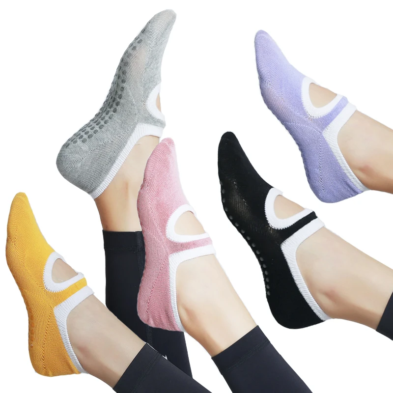 

Women Breathable Backless Yoga Socks Silicone Non-Slip Bandage Pilates Sock Ladies Ballet Dance Fitness Workout Cotton Socks