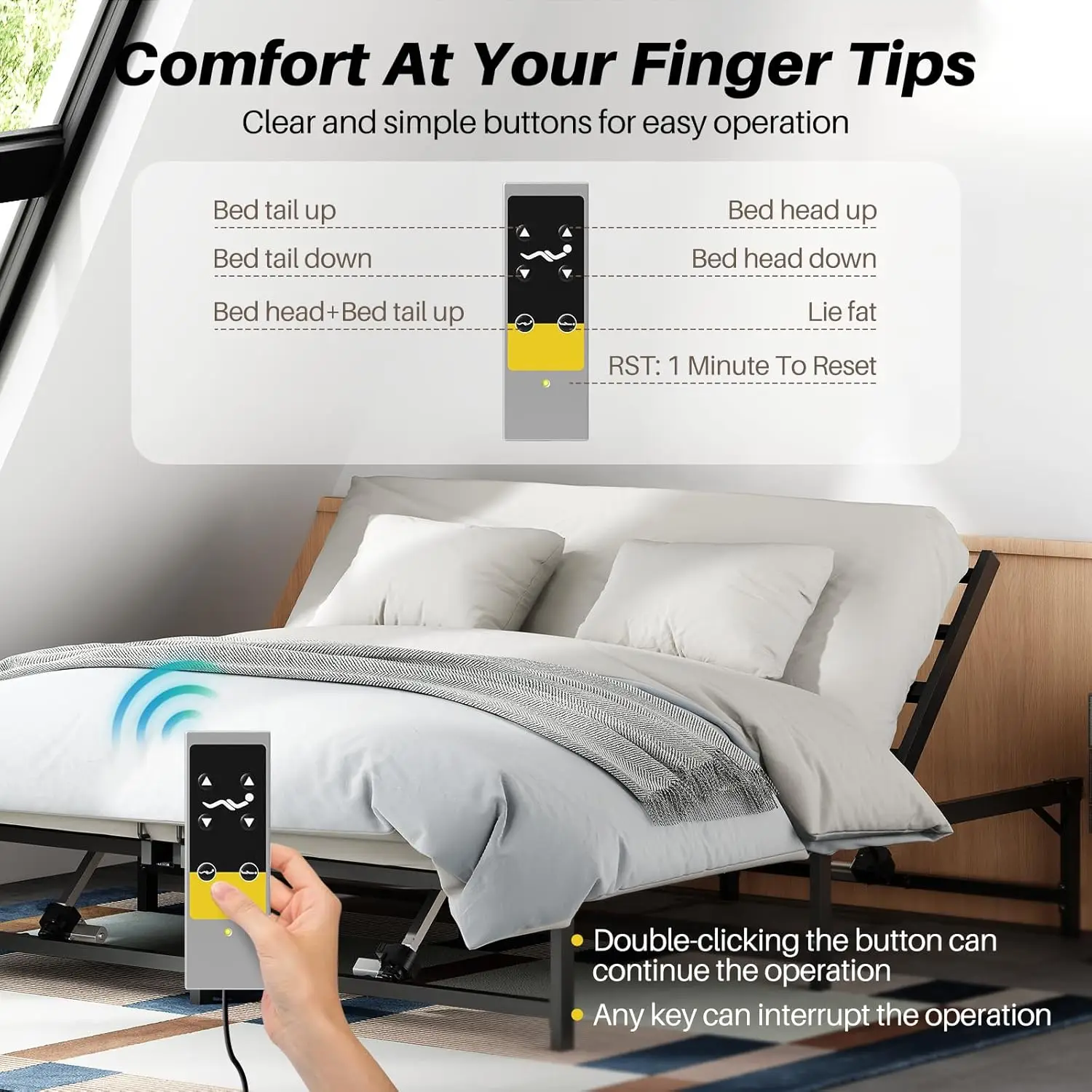 Queen Adjustable Bed Frame, Adjustable Bed, Electric Bed Base with Remote Control for Queen Mattress, Independent Head 6
