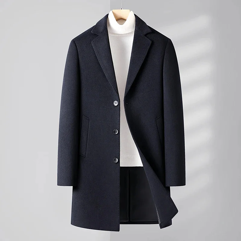 

new arrival winter jacket fashion Woolen Mid length version Coat Men's Casual Wool trench coat Men Dress Jacket men M-4XL