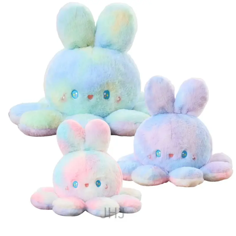 

Fluffy Flip Animal Plush Toy Double Face Reversed Colorful Rabbit Octopus Cosplay Plushie Peluche Cuddly Boy Girl Birthday Gift