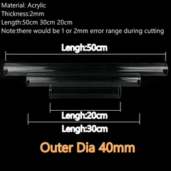 High-Quality Transparent Acrylic Tube - Multi-Purpose Plexiglass Pipe, Various Lengths - 50CM(19.69ft) (Outer Diameter 40mm)