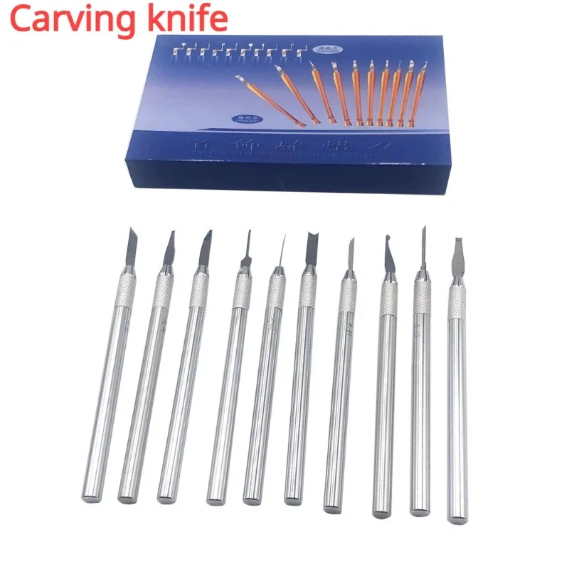 보석 세라믹 및 폴리머 클레이 조각을 위한 다양한 블레이드가 포함된 10PCS 다기능 왁스 조각 키트