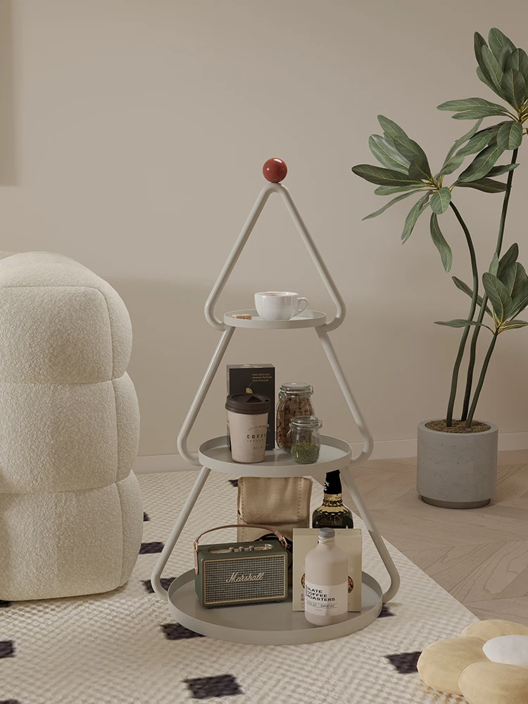 

Cream Style Iron Art Edge Living Room Sofa Edge, Multi-Layer Storage Rack, Balcony, Small Coffee Table, Storage, Bedside Cabinet