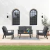 Modern Outdoor Patio Furniture Set, 4-Piece Aluminum Conversation Set, Loveseat, Coffee Table, Includes Cushion, Backyard 3