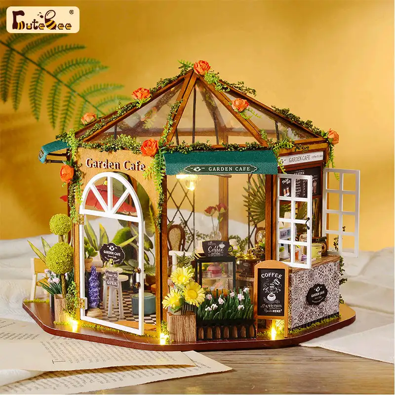 CUTEBEE DIY Dollhouse Wooden Miniature Mini Doll House with Garden