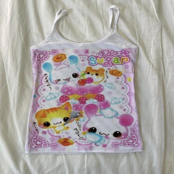2000s Y2k Tops With Suspenders Women's Top 90s Clothes Vintage Crop Top Sexys Aesthetic Clothing Summer Harajuku Emo Woman Goth 1