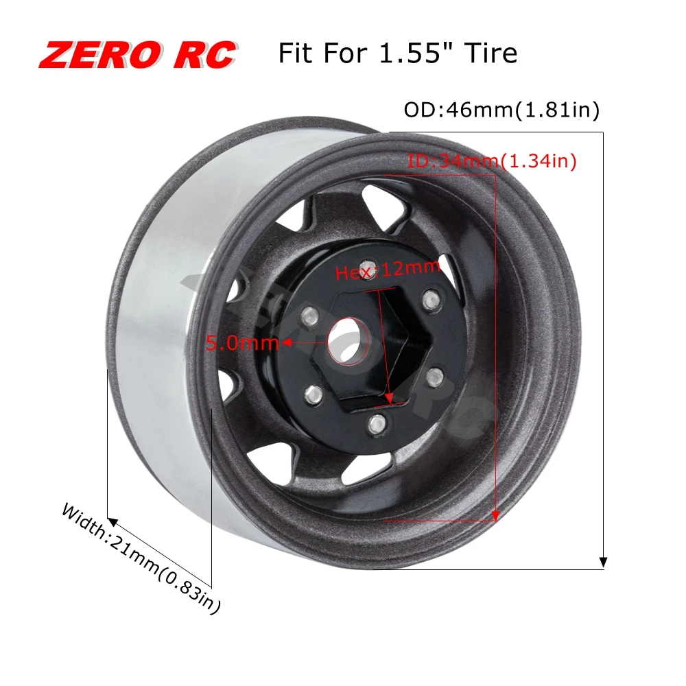 RC ロッククローラー 1.55 インチオフロードメタルビードロック