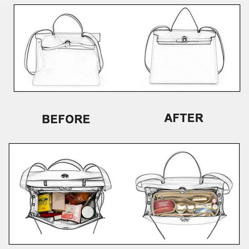 Felt Insert Bag Organizer Makeup Handbag Travel Inner Purse Portable Cosmetic Bags Fits For Herbag 31 39