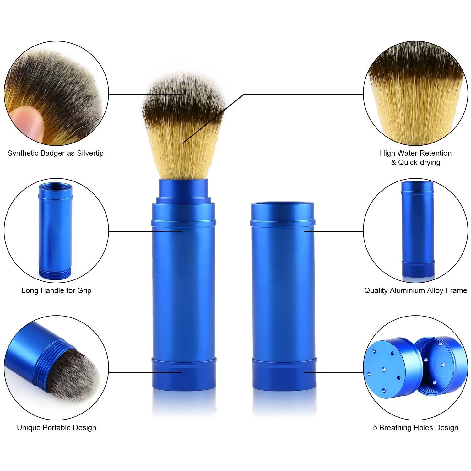 Cepillo de afeitar vegano: Cepillo de afeitar vegano con imitación de pelo  de tejón - Cepillo húmedo - Brochas de afeitar veganas para hombres, brocha