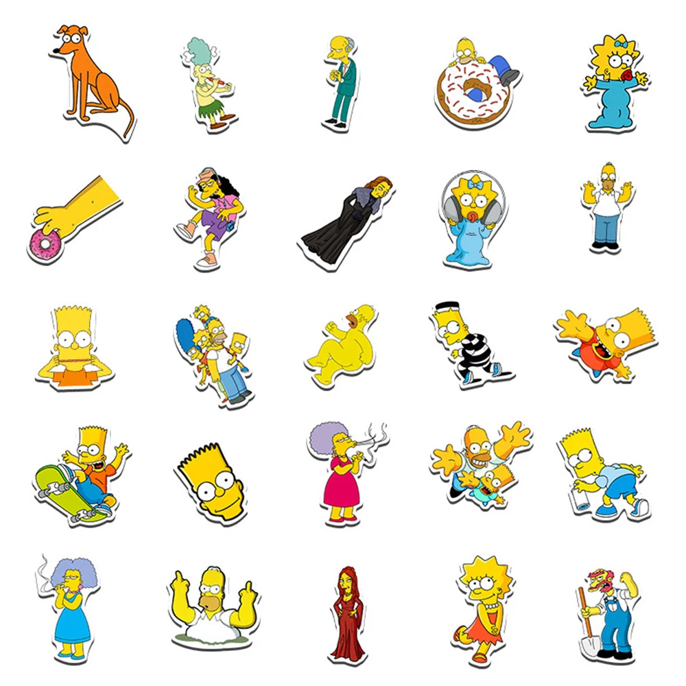 10/30/50pcs Cool The Simpsons Cartoon Stickers Comedy Family Anime Sticker Phone Luggage Laptop Fun Graffiti Decals Kids Toys 4