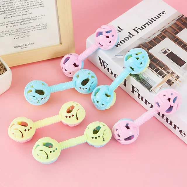 Hochet à main à Double tête, 3 pièces, jouets de fête pour enfants pour apaiser le bébé, petit jouet, jouet pour réception-cadeau pour bébé, cloche à main, cadeau 3