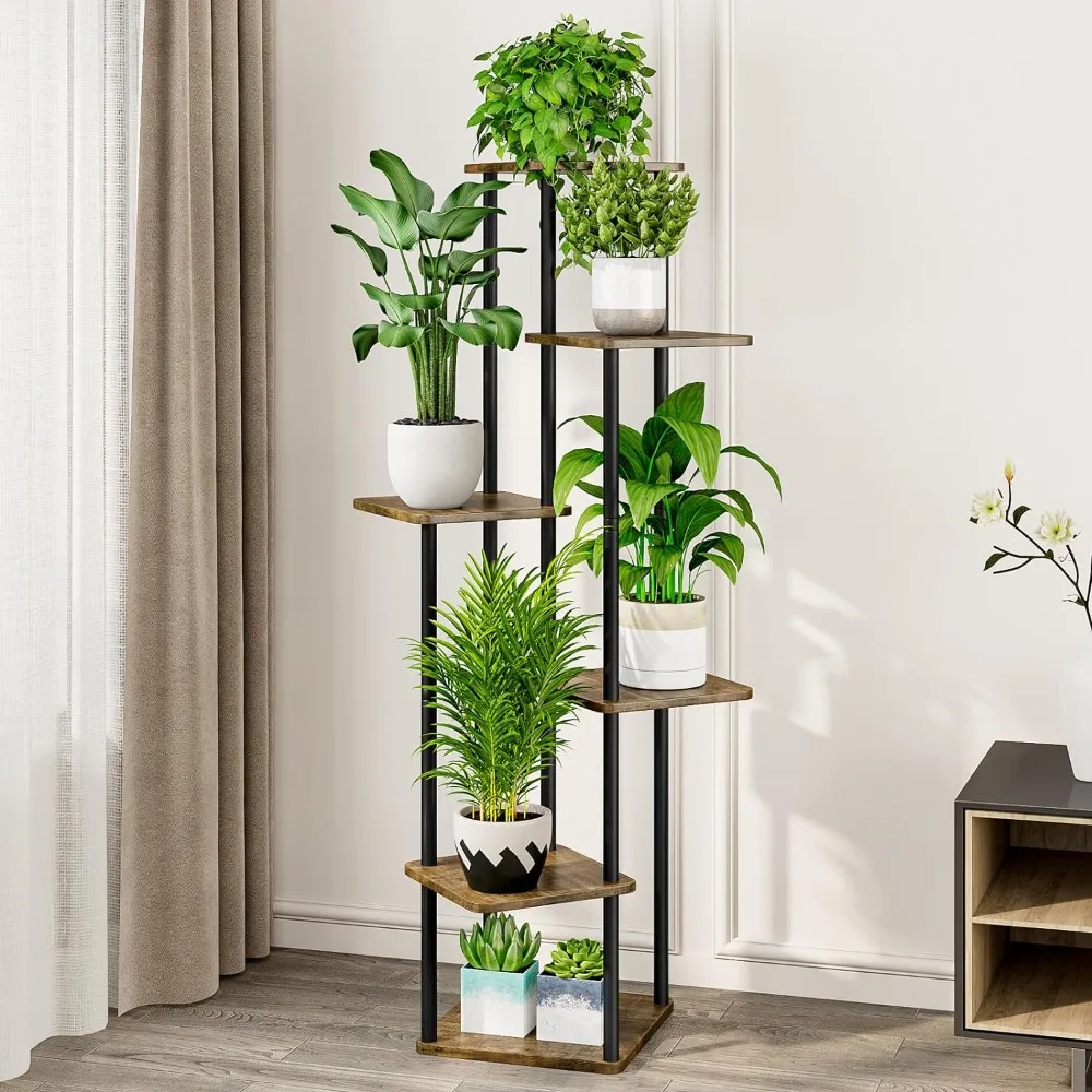 Plant Stand 6 Tier Indoor Metal Flower Shelf for Multiple Plants Corner Tall Flower Holders for Patio Garden Living Room Balcony