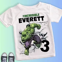 Boy Birthday Hulk Personalize Name Shirt Children 2 3 4 5 6 7 8 Years New Marvel Hulk Birthday Summer White Short Sleeve T-Shirt 1