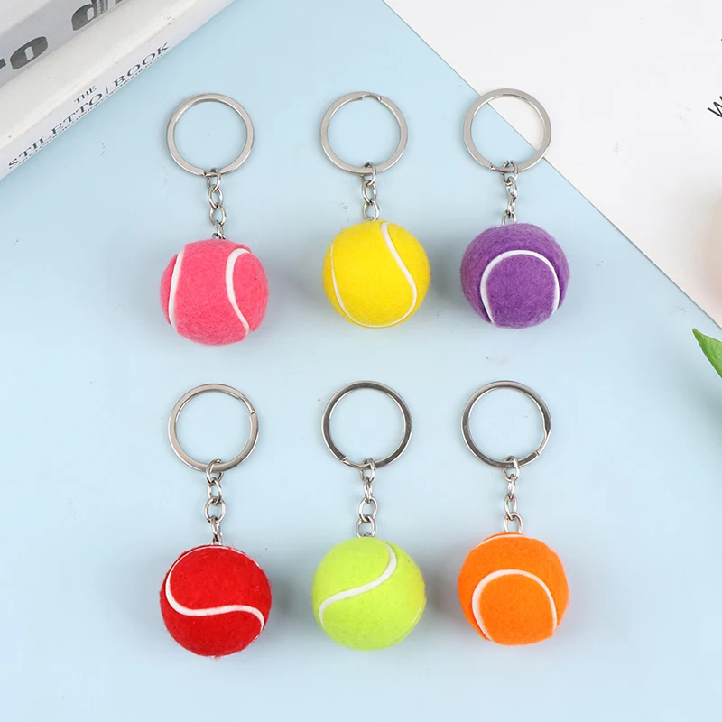 1PC Tennis Ball Key Chain Metal Keychain Car Key Chain Ring sports chain pendant Sport Ball Club Souvenir Teenager Fan Gift tennis ball keychain
