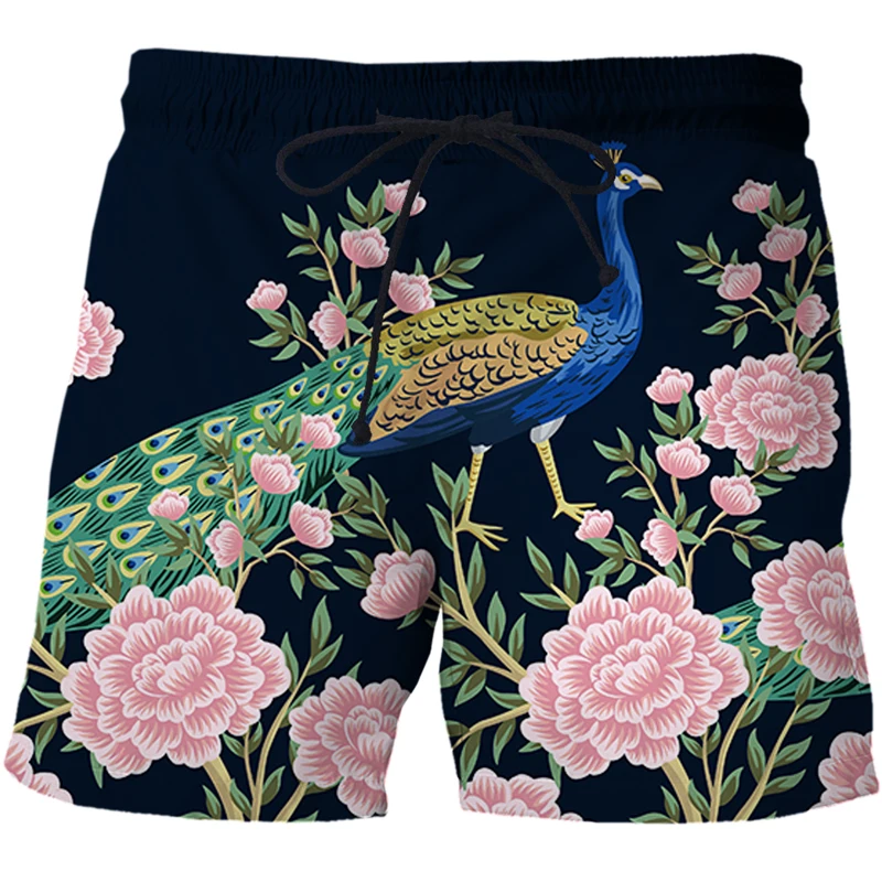 2022 Summer Men Women Unisex Casual 3D Print Flower, bird and plant illustration Fashion Male Pants Shorts Oversized Beach Short smart casual shorts mens